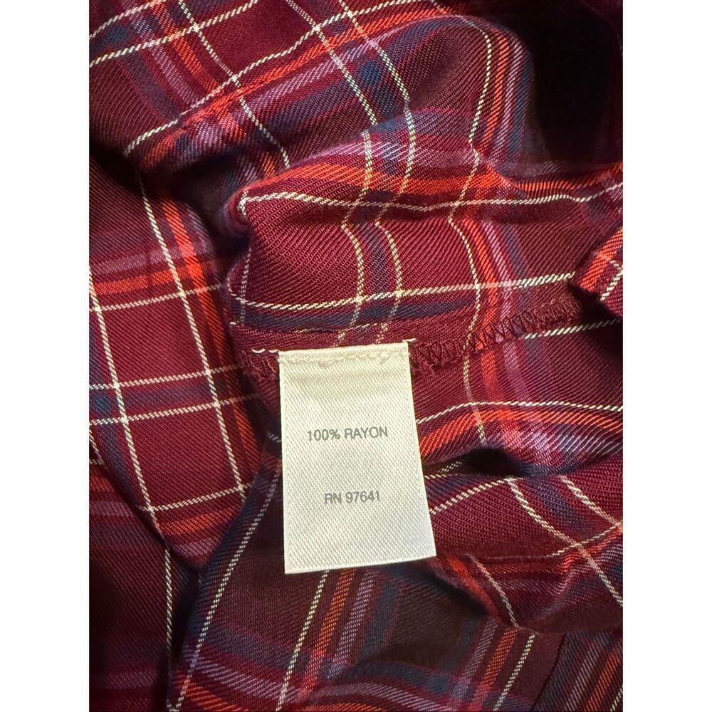 J. Jill Burgundy Red Purple Plaid Boat Neck Tunic Top Size Petite Small - Picture 6 of 8